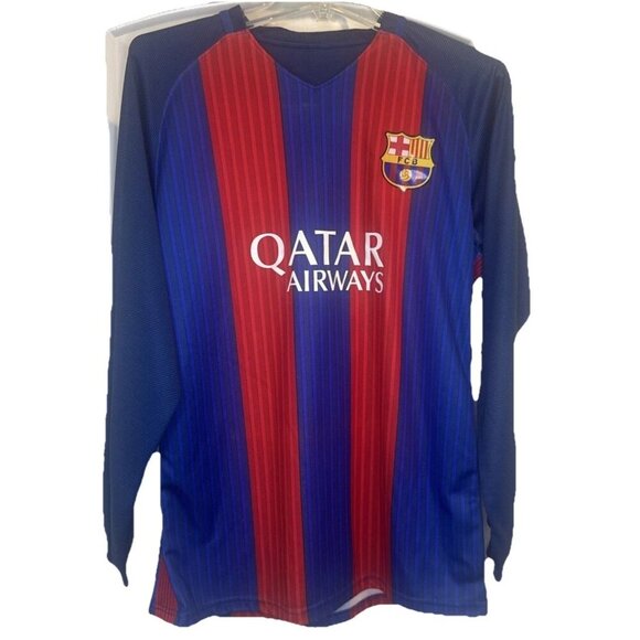 FC Barcelona Soccer Jersey Mens Red Blue Home Long Sleeve 10 Messi Futbol Sz XL - Picture 1 of 9